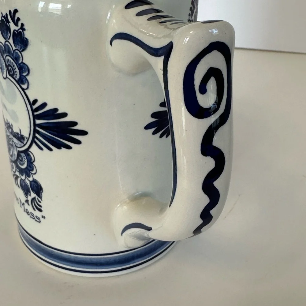 Vintage Heineken Delft Blue & White Hand Painted in Holland  Ceramic Beer Stein
